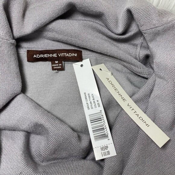 Adrienne Vittadini Women’s NWT Gray Cowl Neck Designer Knit Sweater Medium/C34 - Picture 5 of 6